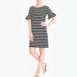 J.Crew Black White Striped Cotton Dress XXS Nautical Coastal Preppy EUC